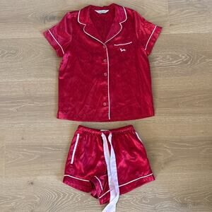 Peter Alexander JP Satin Shorts Set Size XXS Red Pink